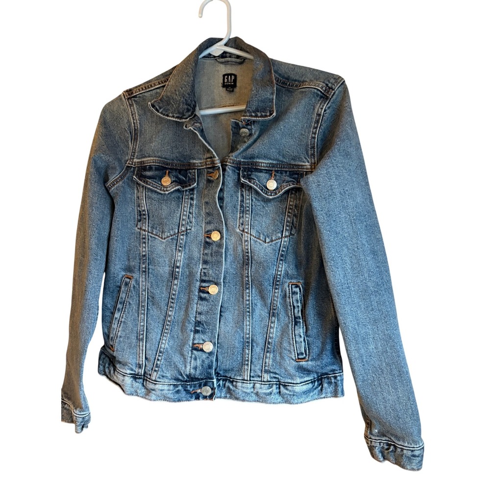 GAP Denim Trucker Jacket Blue Wash‎ Classic Fit Button Front Women's Size S